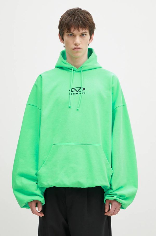 Vetements Dukserica VETEMENTS Oval Logo Cropped Boxy za muškarce, boja: zelena, s kapuljačom, s tiskom, UA66HD600E