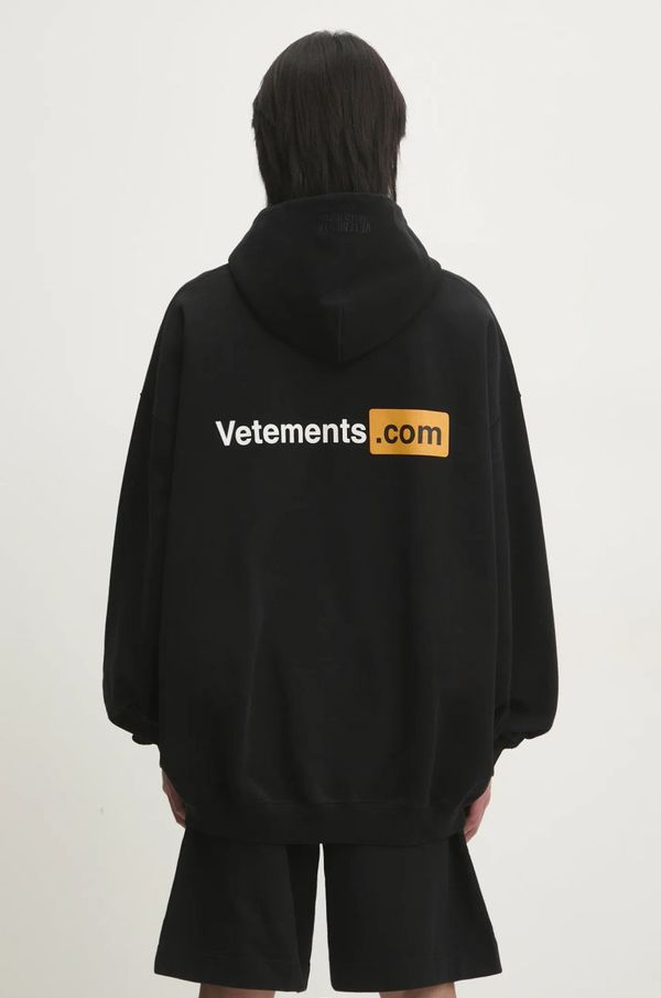 Vetements Dukserica VETEMENTS Vetements.Com Oversized boja: crna, s kapuljačom, s tiskom, UA66HD760B