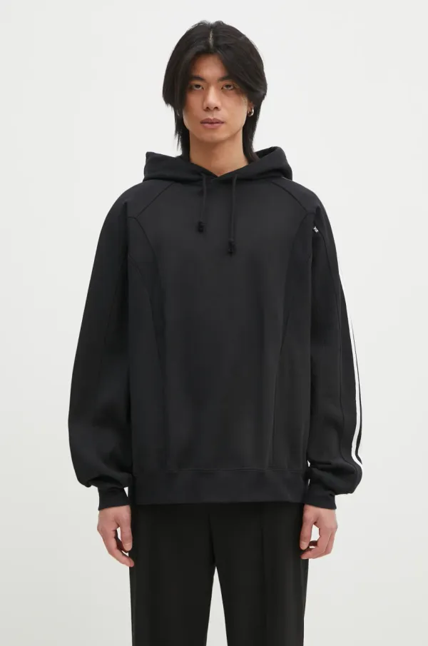 Y-3 Dukserica Y-3 Cut Line Hoodie za muškarce, boja: crna, s kapuljačom, bez uzorka, JN7131