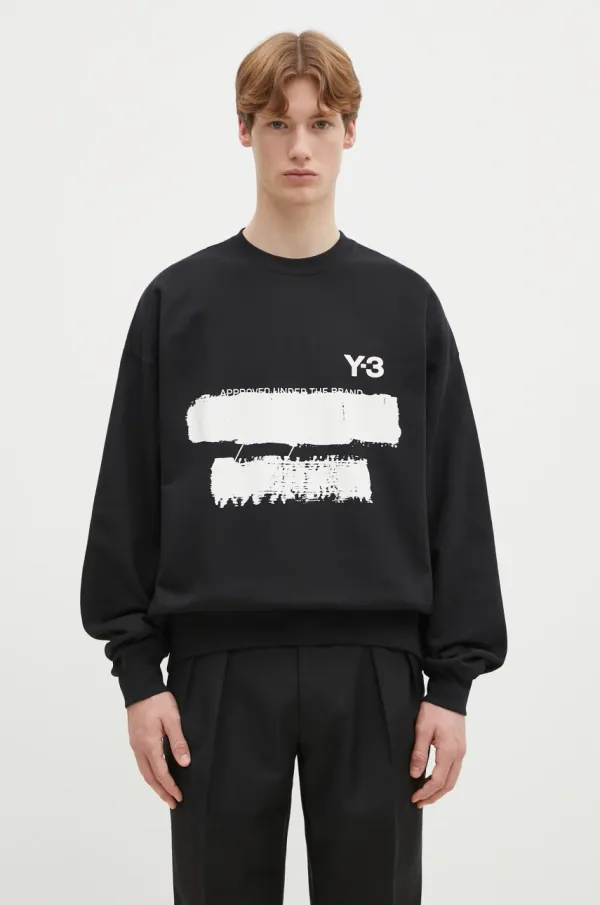 Y-3 Dukserica Y-3 Graphic Crew za muškarce, boja: crna, s tiskom, JN4881