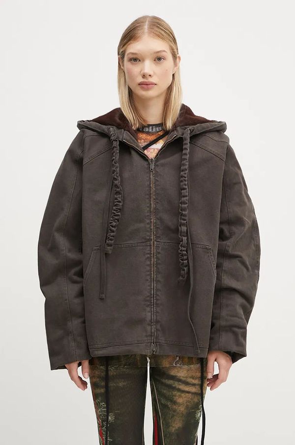 Ottolinger Dvostrana jakna Ottolinger Reversible Furry Denim Jacket za žene, boja: smeđa, za prijelazno razdoblje, 1090601521