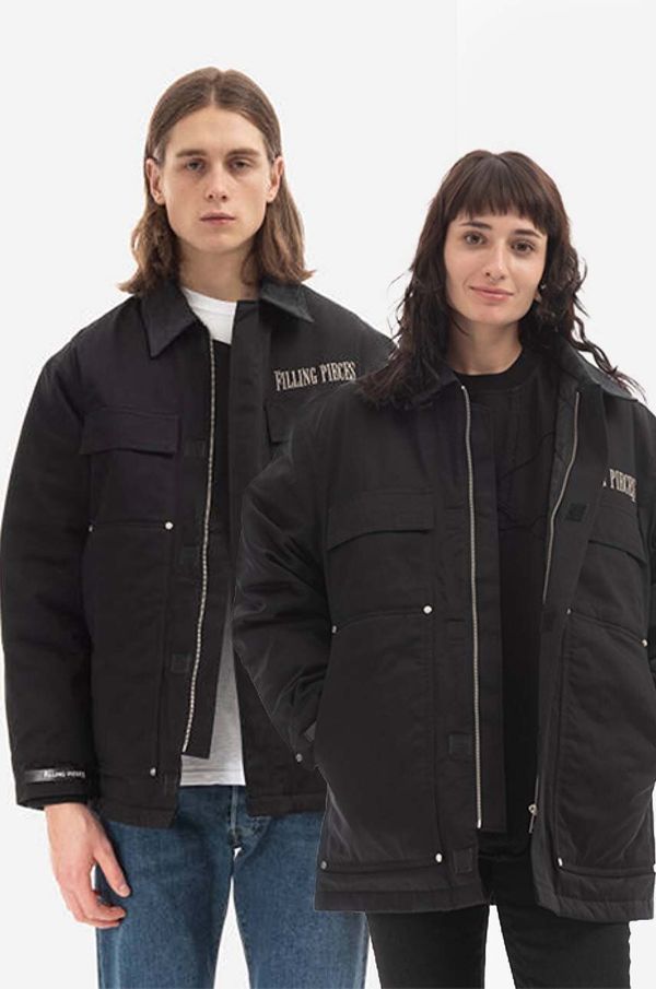 Filling Pieces Jakna Filling Pieces Corduroy boja: crna, za prijelazno razdoblje, 97126951861-BLACK