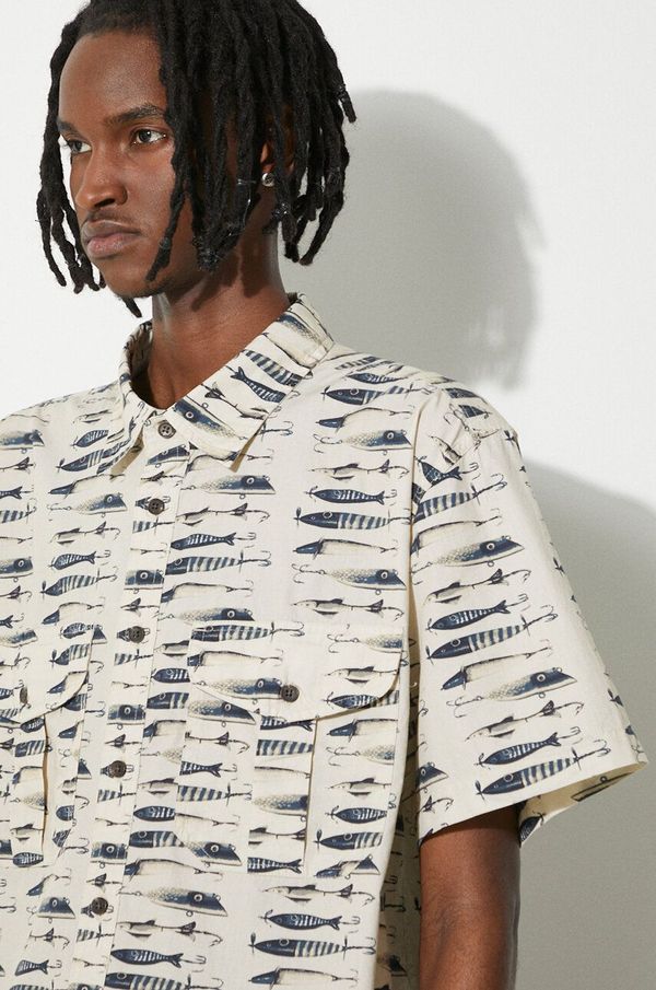 Filson Pamučna košulja Filson Washed SS Feather za muškarce, boja: bež, relaxed, s klasičnim ovratnikom, FMCAM0007