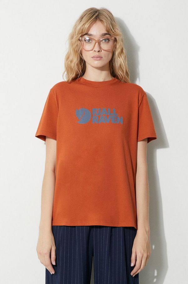 Fjallraven Majica kratkih rukava Fjallraven Logo Tee W za muškarce, boja: tirkizna, s tiskom, 87146-243