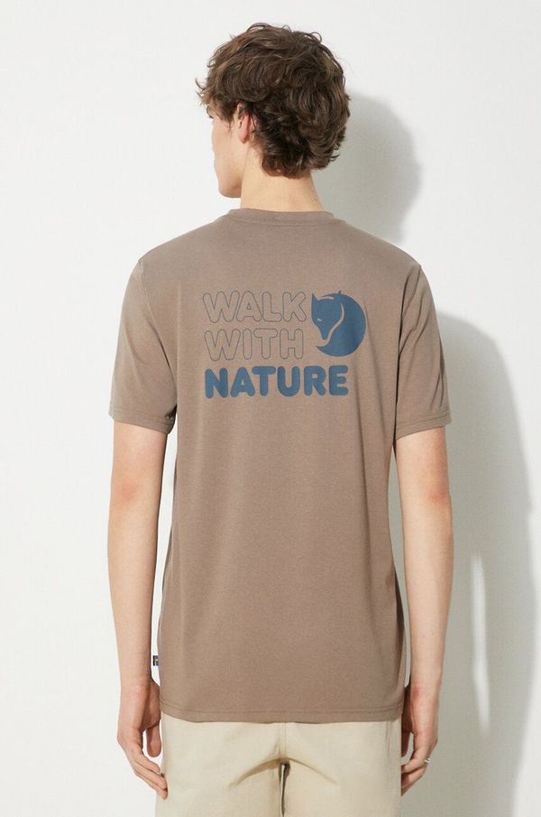 Fjallraven Majica kratkih rukava Fjallraven Walk With Nature T-shirt M za muškarce, boja: smeđa, s tiskom, F12600216.244