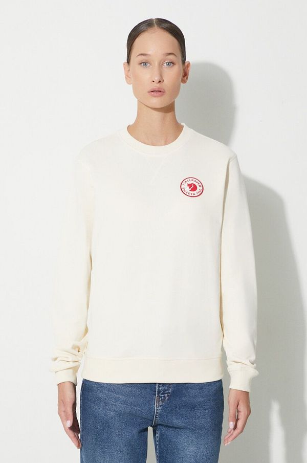 Fjallraven Pamučna dukserica Fjallraven 1960 Logo za žene, boja: bež, s aplikacijom