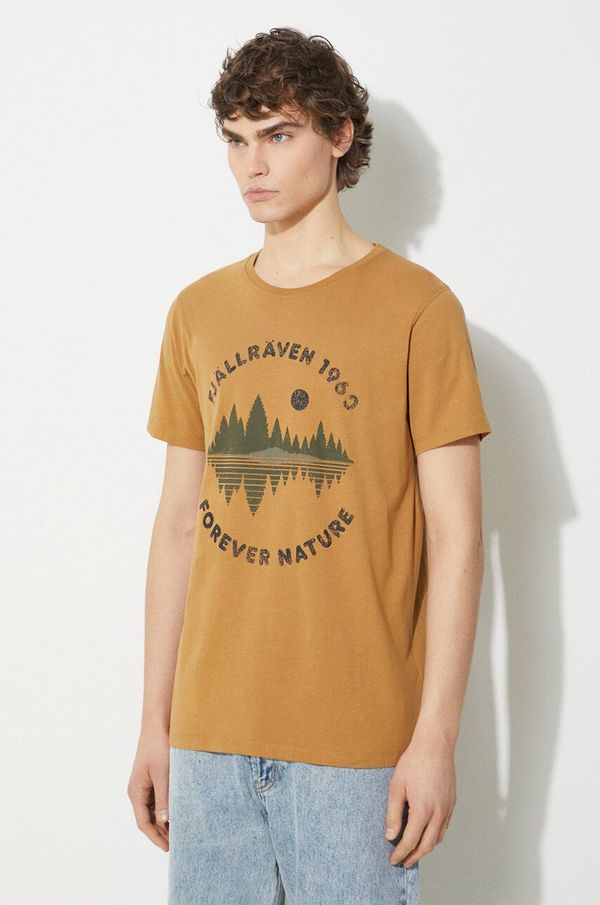 Fjallraven Pamučna majica Fjallraven Forest Mirror T-shirt M za muškarce, boja: smeđa, s uzorkom, F87045.232