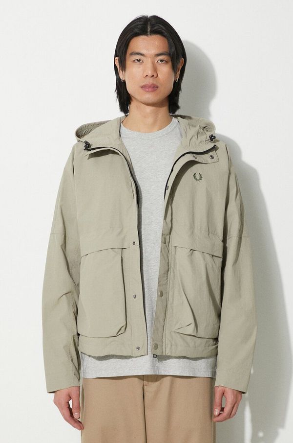 Fred Perry Jakna Fred Perry Cropped Parka za muškarce, boja: siva, za prijelazno razdoblje, oversize, J7813.U54