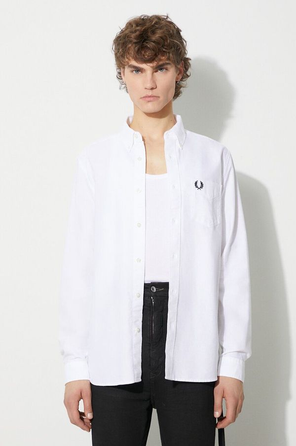 Fred Perry Pamučna košulja Fred Perry za muškarce, boja: bijela, regular, s button-down ovratnikom, M5684.100
