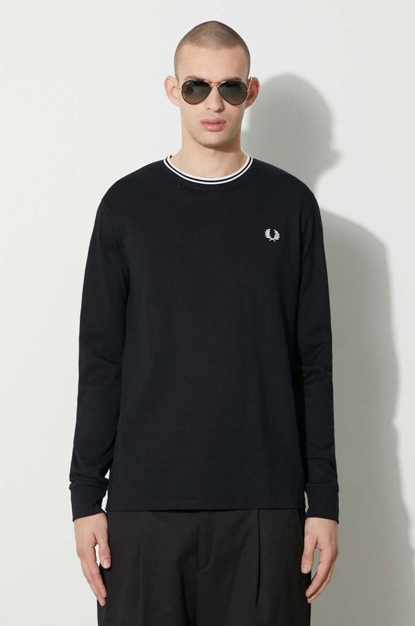 Fred Perry Pamučna majica dugih rukava Fred Perry boja: crna, s aplikacijom, M9602.102