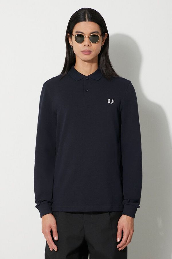 Fred Perry Pamučna majica dugih rukava Fred Perry boja: tamno plava, s aplikacijom, M6006.608
