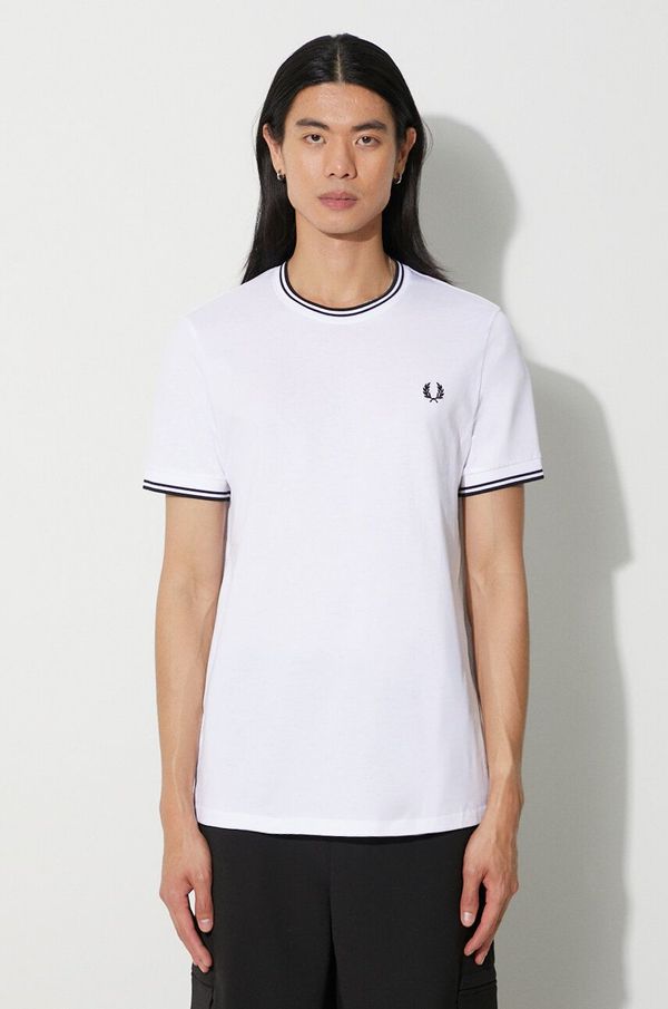 Fred Perry Pamučna majica Fred Perry za muškarce, boja: bijela, s aplikacijom, M1588.100