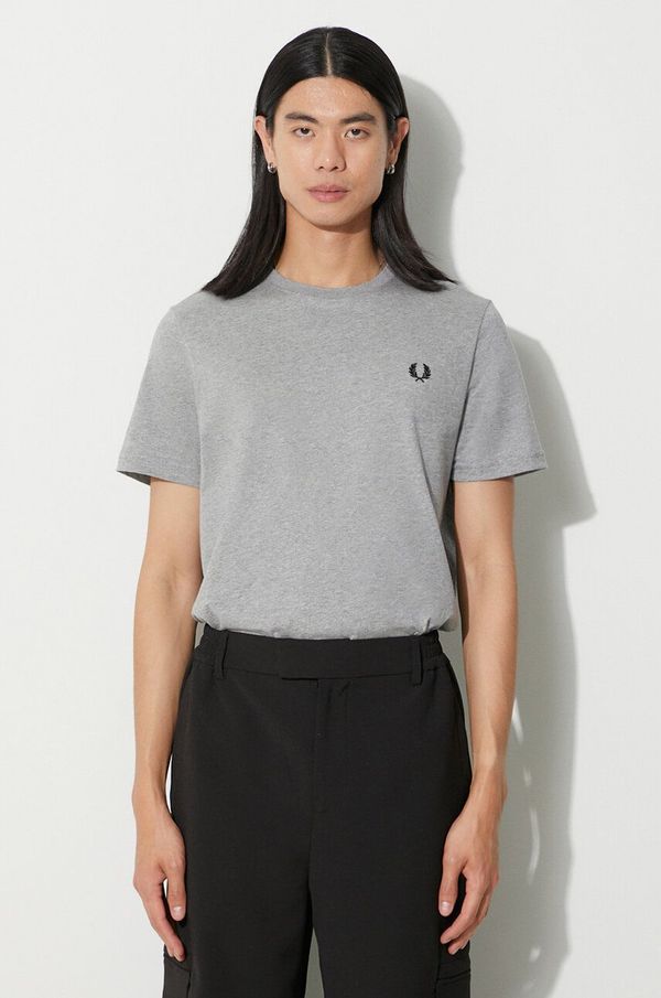 Fred Perry Pamučna majica Fred Perry za muškarce, boja: siva, melanž, M1600.420