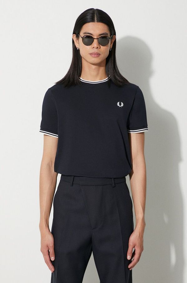 Fred Perry Pamučna majica Fred Perry za muškarce, boja: tamno plava, s aplikacijom, M1588.795