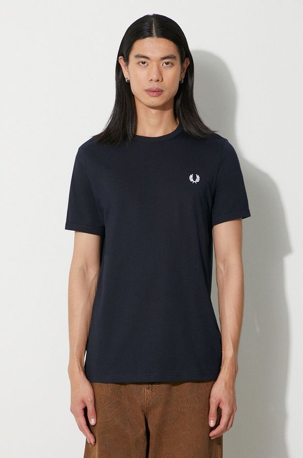 Fred Perry Pamučna majica Fred Perry za muškarce, boja: tamno plava, s aplikacijom, M3519.608