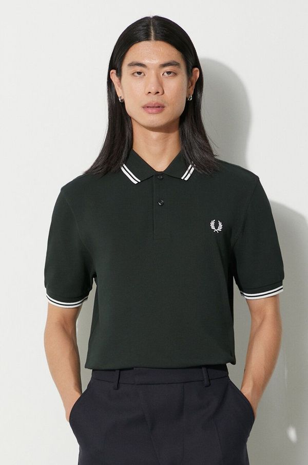 Fred Perry Pamučna polo majica Fred Perry boja: zelena, s aplikacijom, M3600.T50