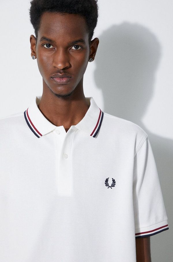 Fred Perry Pamučna polo majica Fred Perry Twin Tipped Shirt boja: bijela, s aplikacijom, M3600.T60