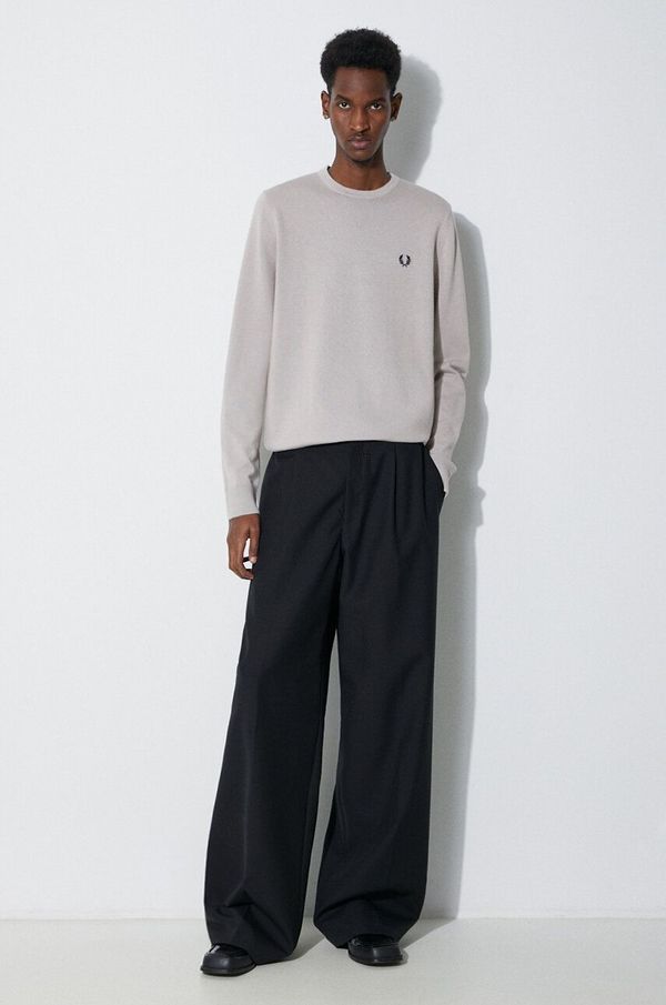 Fred Perry Vuneni pulover Fred Perry Classic Crew Neck Jumper za muškarce, boja: bež, lagani, K9601.V72