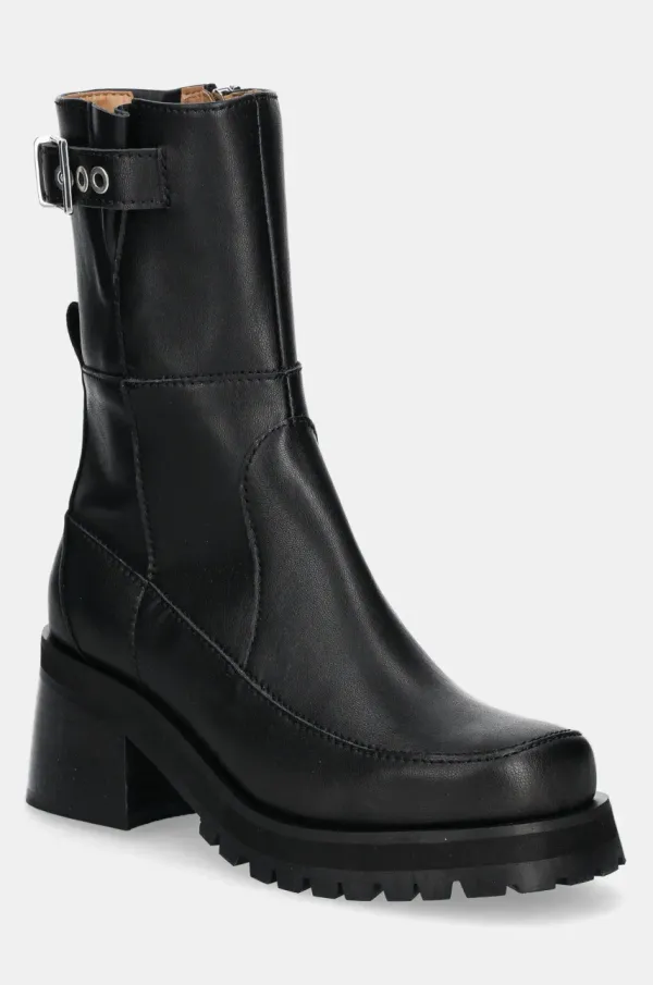 GANNI Gležnjače GANNI Feminine Buckle Platform Boot za žene, boja: crna, s debelom potpeticom, S2784
