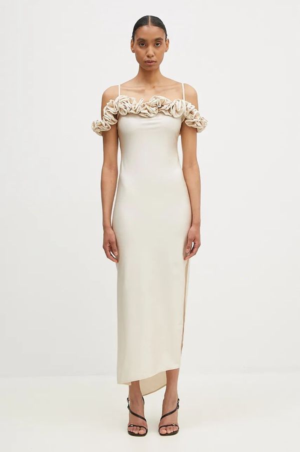 coperni Haljina Coperni Ruffle Dress boja: bež, maxi, uska, COPR113545