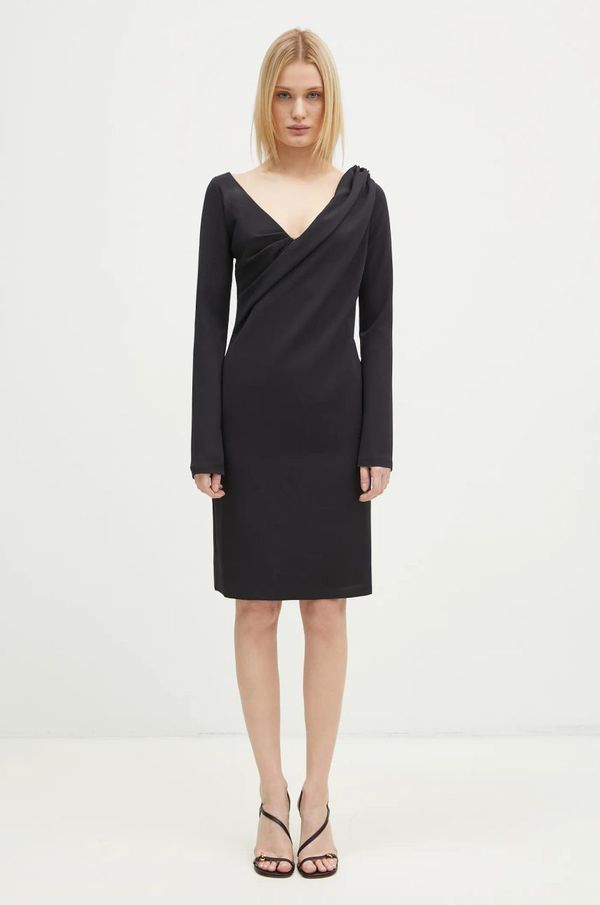 JW Anderson Haljina JW Anderson Shoulder Drape V-Neck Dress boja: crna, mini, uska, DR0446.PG1573.999