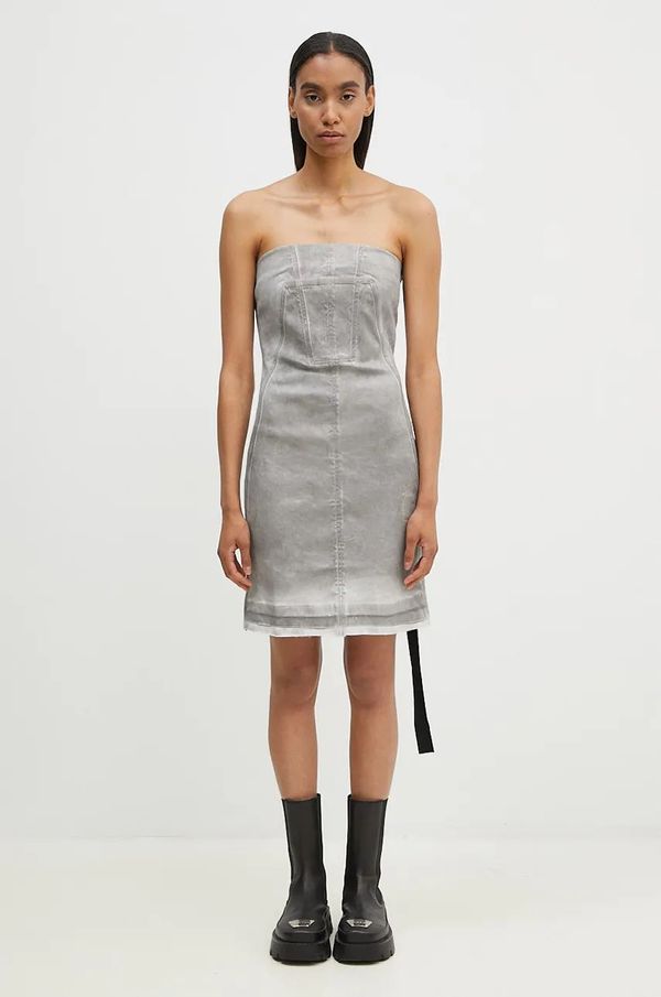 Rick Owens Haljina Rick Owens Splintered Denim Bustier boja: siva, mini, uska, DS02D2501.HSCF