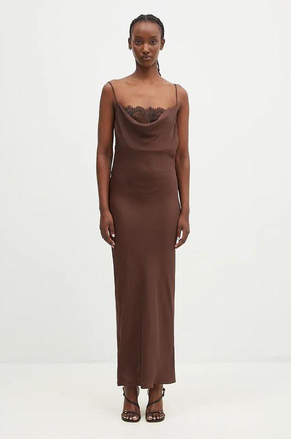 Rotate Haljina Rotate Lace Midi Slip boja: smeđa, maxi, uska, 1127022910