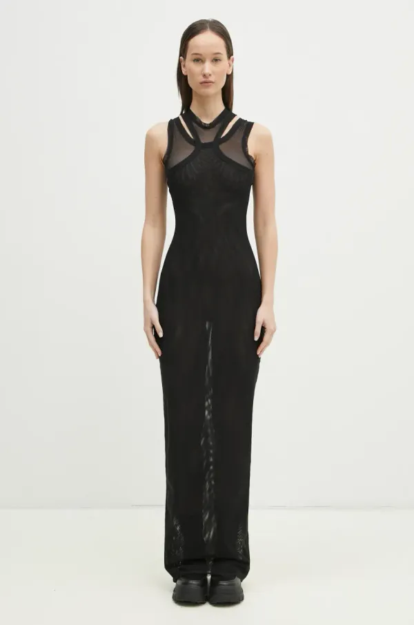 Vetements Haljina VETEMENTS Double Mesh boja: crna, maxi, uska, WA66DR220B