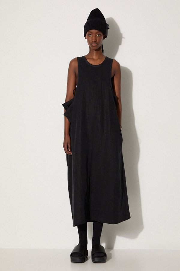 Y-3 Haljina Y-3 Twill Dress boja: crna, midi, širi se prema dolje, IW7468