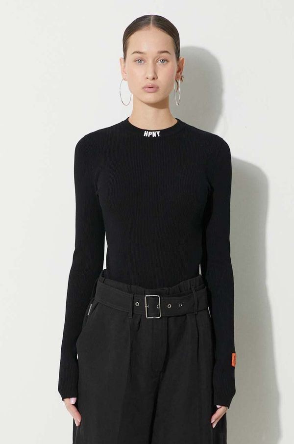 Heron Preston Bodi Heron Preston Hpny Emb Ls Knit Body za žene, boja: crna, lagani, HWHP001C99KNI0021001