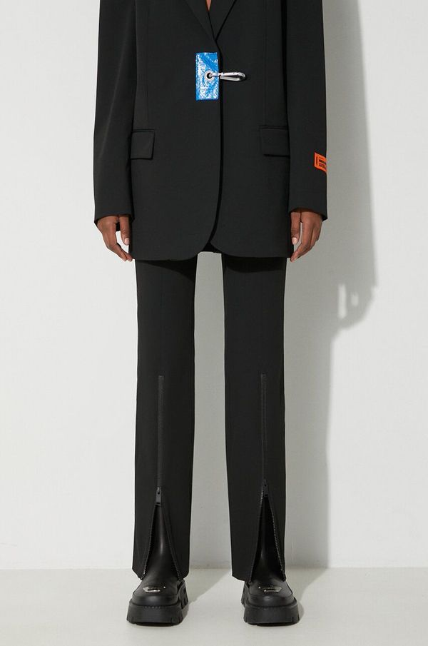Heron Preston Hlače Heron Preston Gabardine Zip Pants za žene, boja: crna, ravni kroj, visoki struk, HWCO001F23FAB0011000