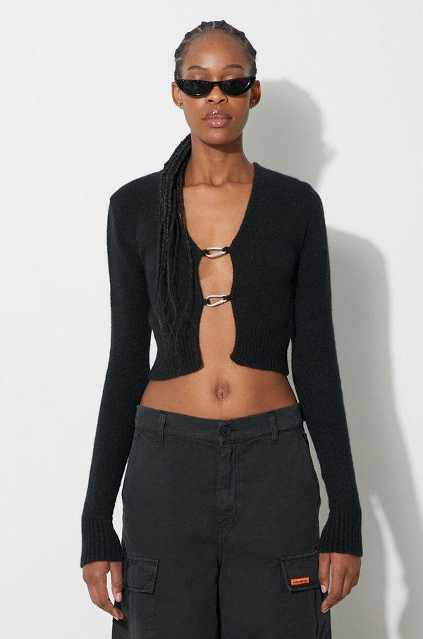 Heron Preston Kardigan s primjesom vune Heron Preston Carabiner Knit Cardigan boja: crna, lagani, HWHB008F23KNI0011000