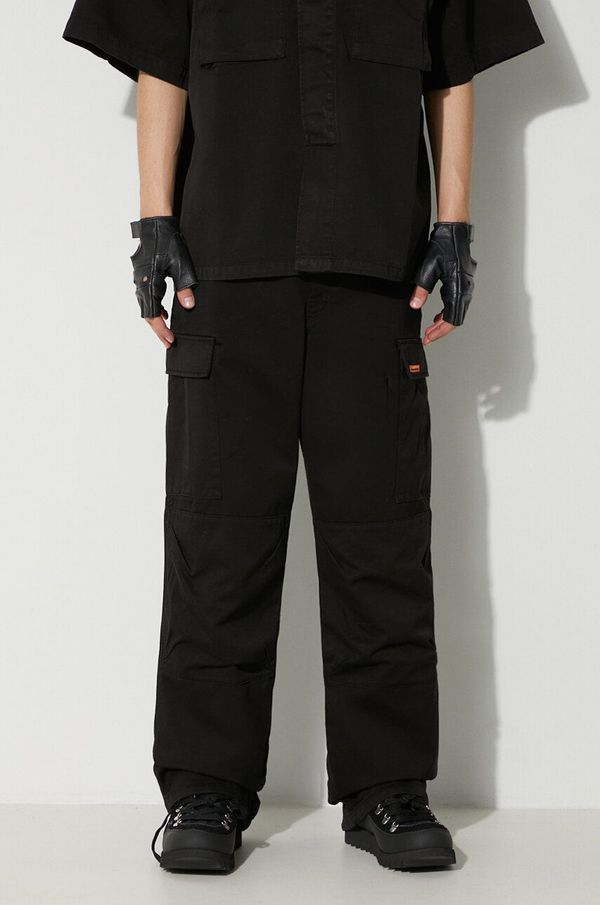Heron Preston Pamučne hlače Heron Preston Vintage Wash Cargo Pants boja: crna, ravni kroj, HMCF012F23FAB0031000
