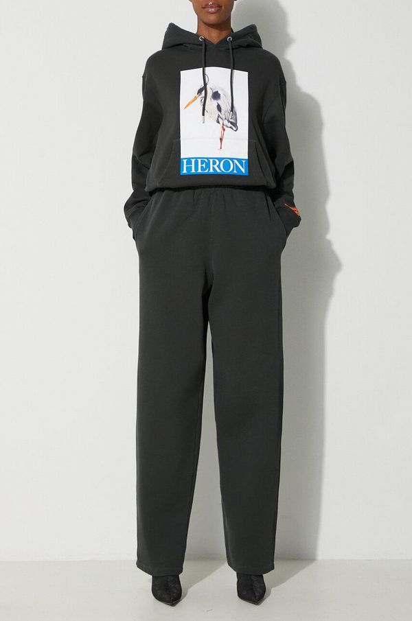 Heron Preston Pamučni donji dio trenirke Heron Preston Stfu Os Sweatpants boja: crna, s tiskom, HWCH006F23JER0011001