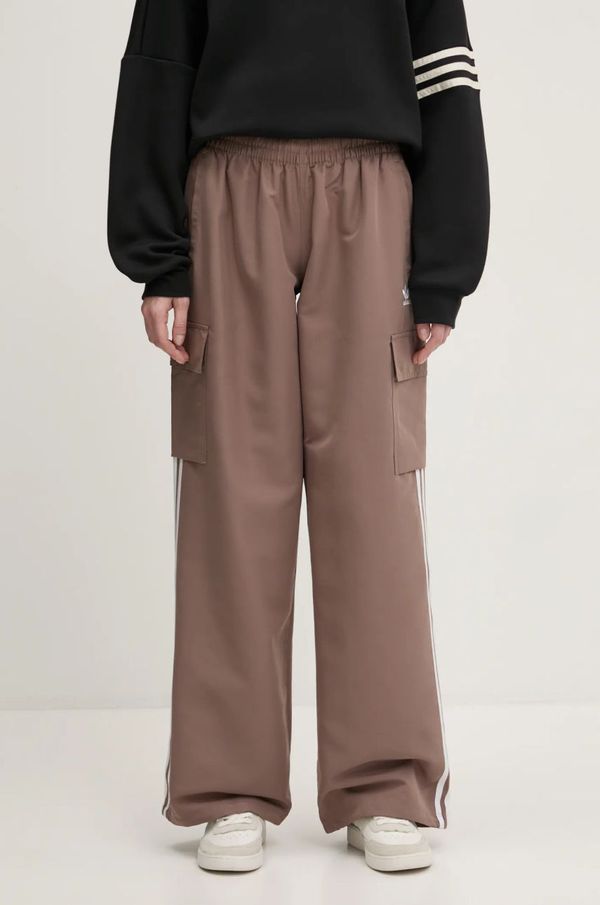 adidas Originals Hlače adidas Originals Adicolor 3-Stripe Cargo Pants za žene, boja: bež, cargo kroj, visoki struk, JC8138