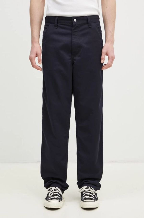 Carhartt WIP Hlače Carhartt WIP Simple Pant za muškarce, boja: tamno plava, ravni kroj, I020075.1C02