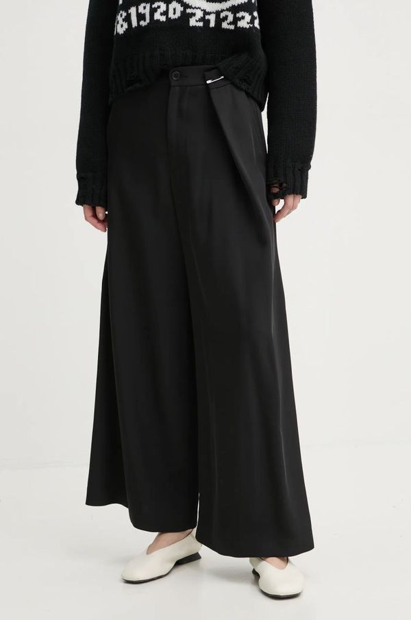 MM6 Maison Margiela Hlače MM6 Maison Margiela za žene, boja: crna, široke, visoki struk, S62KB0217.M35225