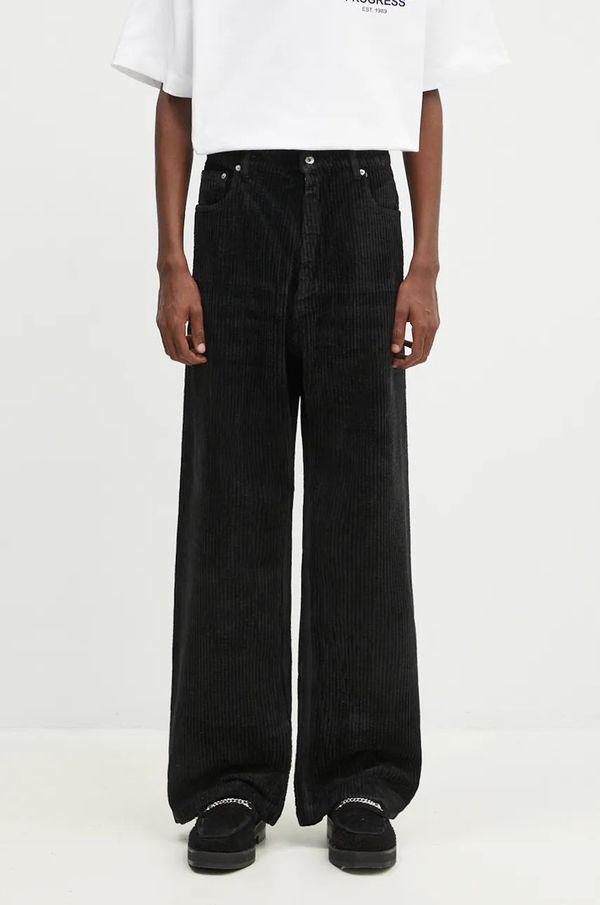 Rick Owens Hlače od samta Rick Owens Geth Jeans boja: crna, ravni kroj, DU02D2351.HCF