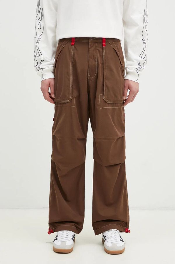 PLEASURES Hlače PLEASURES Public Utility za muškarce, boja: smeđa, ravni kroj, P24W011