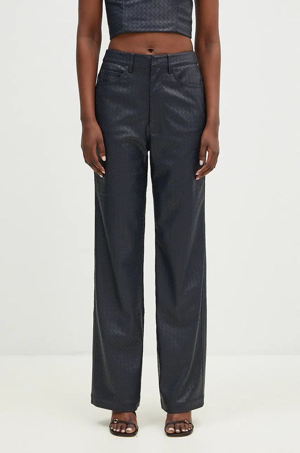 Rotate Hlače Rotate Straight Braided za žene, boja: tamno plava, ravni kroj, visoki struk, 1128582318