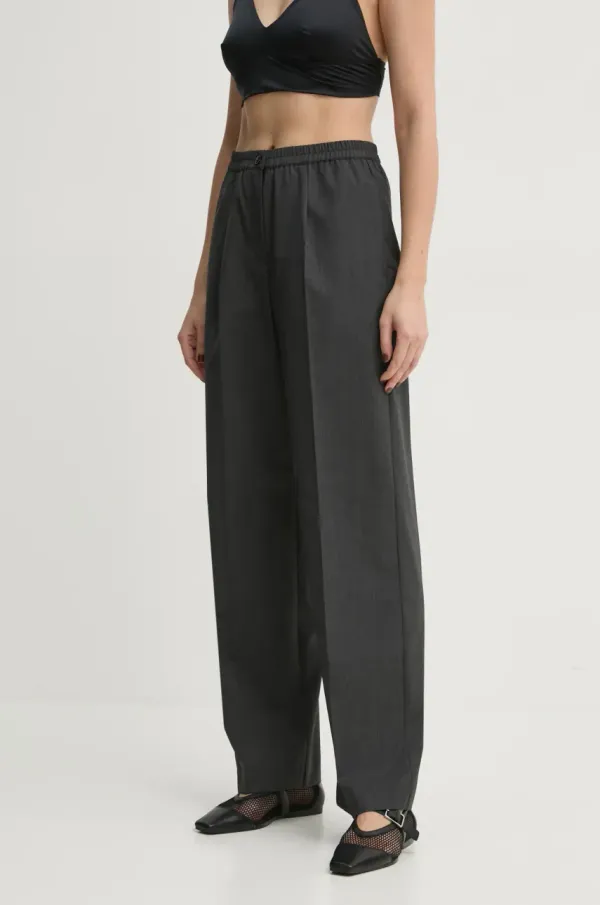 Samsoe Samsoe Hlače s primjesom vune Samsoe Samsoe SATOVE boja: siva, ravni kroj, visoki struk, F24400134