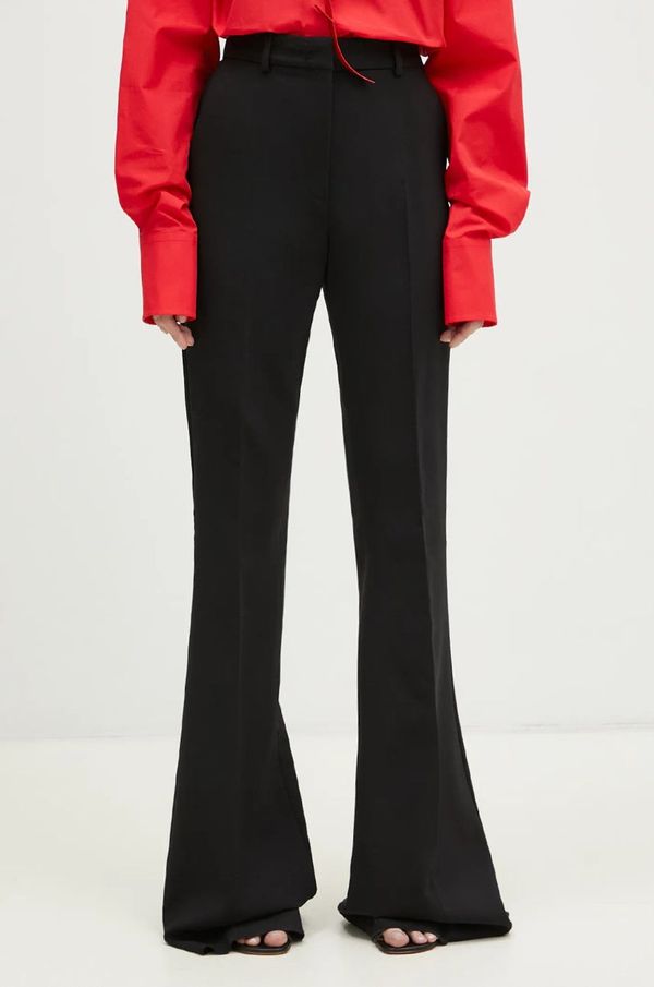 Sportmax Hlače Sportmax Bice za žene, boja: crna, trapez, visoki struk, 2422136014600