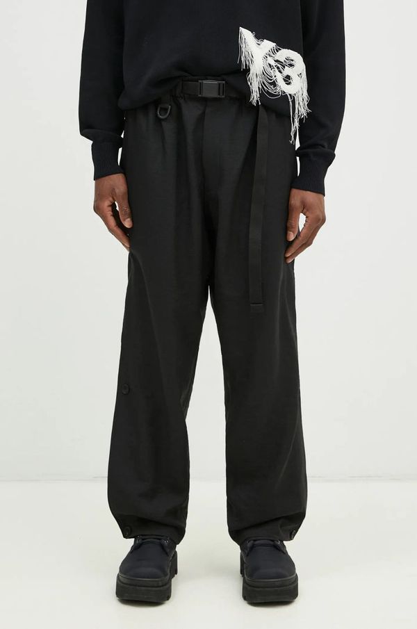Y-3 Hlače Y-3 Sport Uniform 3-Stripes Pants za muškarce, boja: crna, ravni kroj, JN7035