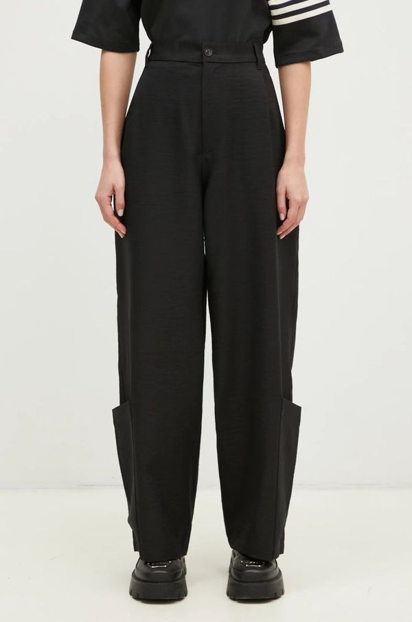 Y-3 Hlače Y-3 Sport Uniform Wide Leg Pants za žene, boja: crna, široke, visoki struk, JD1759