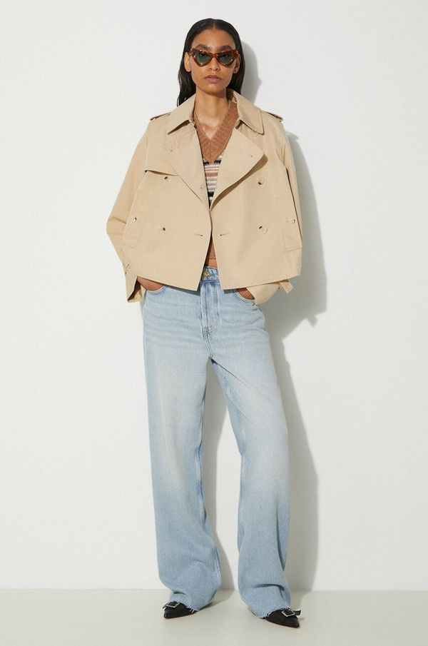 Kenzo Jakna Kenzo Short Kimono Trench za žene, boja: bež, za prijelazno razdoblje, FE62MA2189OI.11