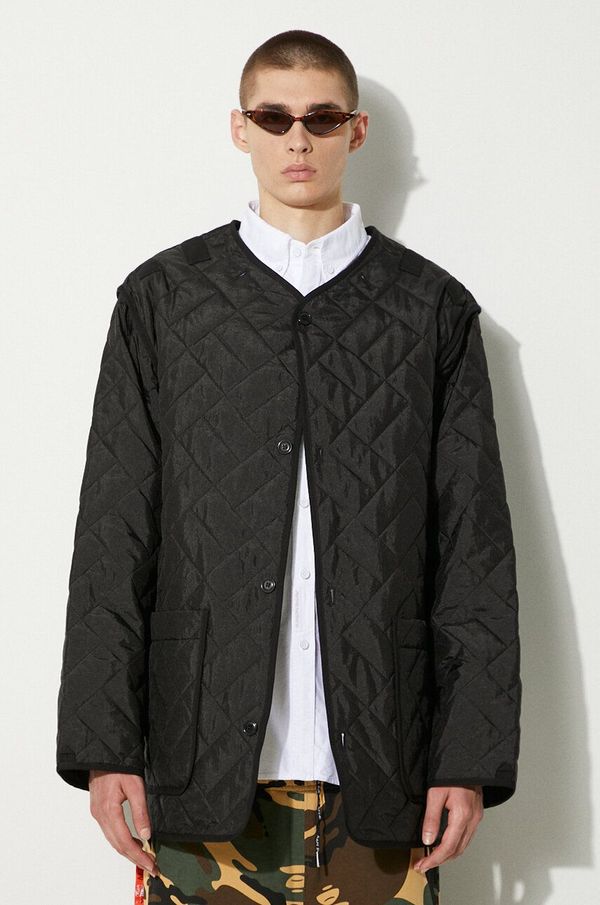 Kenzo Jakna Kenzo Weave Liner za muškarce, boja: crna, za prijelazno razdoblje, oversize, FE65OU3089DW.99