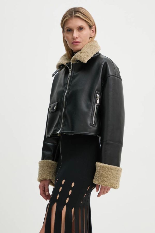 Nanushka Jakna Nanushka JEMMA za žene, boja: crna, za prijelazno razdoblje, oversize, NW24FWOW38170