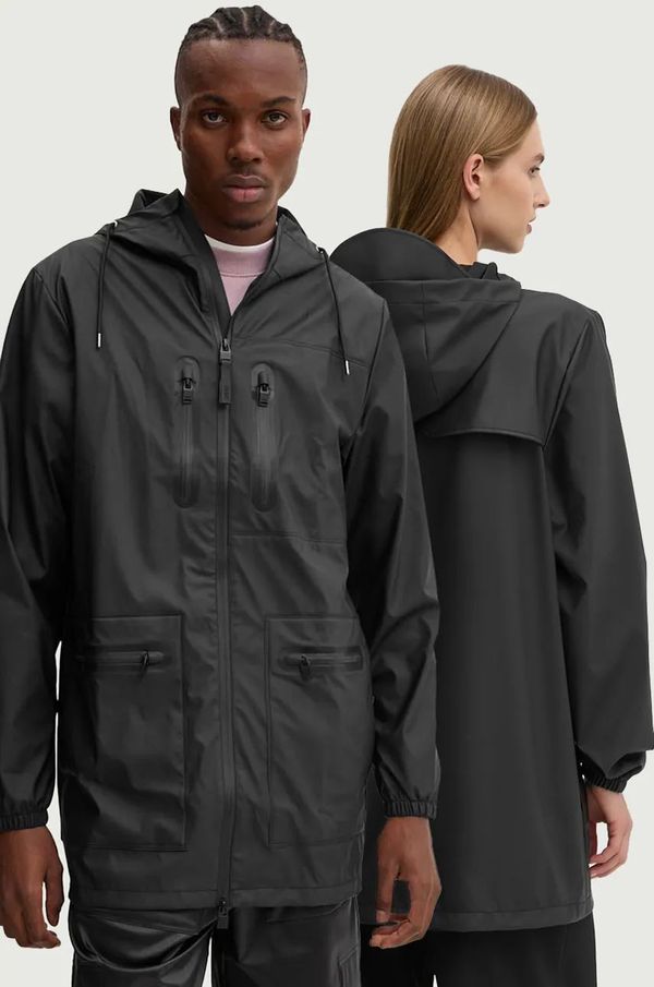 Rains Jakna Rains Cargo Long Jacket W3 boja: crna, za prijelazno razdoblje, 12060-01