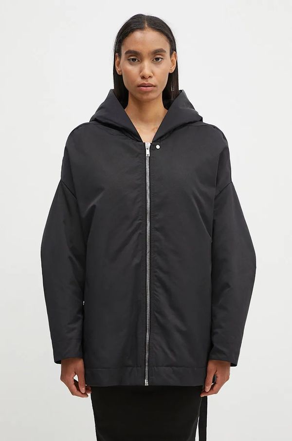 Rick Owens Jakna Rick Owens Hooded Peter za žene, boja: crna, za zimu, oversize, DS02D2725.MU