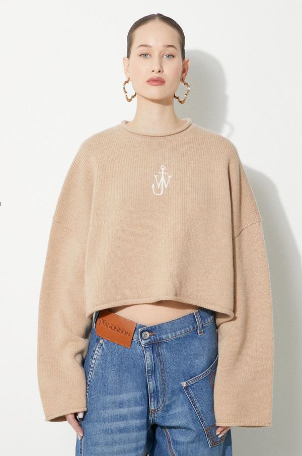 JW Anderson Vuneni pulover JW Anderson Cropped Anchor Jumper za žene, boja: bež, KW1121.YN0264.132